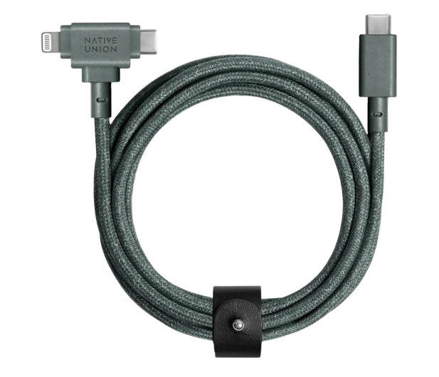 NATIVE UNION Belt Cable Duo USB-C – Lightning/USB-C 1,5m slate green NAUNBELTCCLGRNNP - 1275944 - zdjęcie